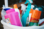 bucket of household cleaners