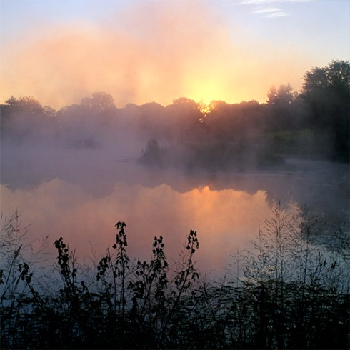 Sunrise over lake